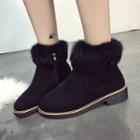 Faux Fur Trim Ankle Boots