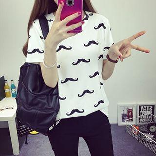 Mustache Print Short Sleeve T-shirt