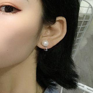 Faux Pearl Cuff Earring Be0734 - 1 Pair - Pearl Clip On Earring - One Size