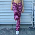 Cutout Striped Straight Leg Pants