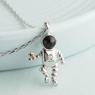 925 Sterling Silver Astronaut Necklace S925 Silver - Silver - One Size