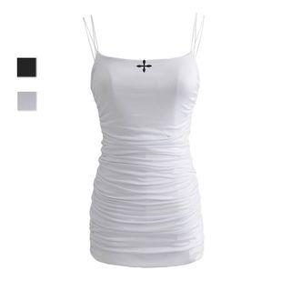 Spaghetti Strap Crisscross Print Bodycon Dress