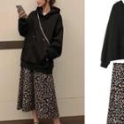 Hoodie / Leopard Print Midi A-line Skirt