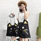 Family Matching Cat Print Tank Dress