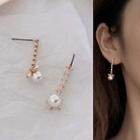 Pearl Drop Rhinestone Threader Earrings