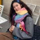 Color Block Fringed Scarf Rainbow - One Size