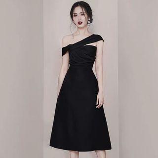 One Shoulder Midi A-line Dress