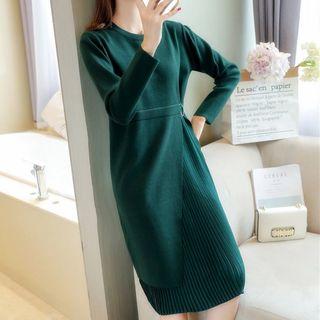 Long-sleeve Sweater A-line Midi Dress