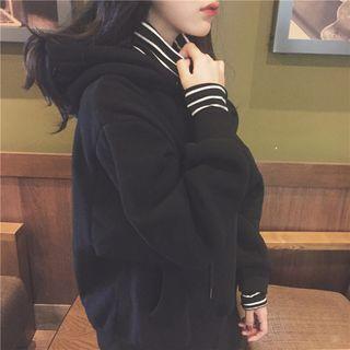 Mock Two-piece Striped Paneled Hoodie