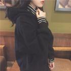 Mock Two-piece Striped Paneled Hoodie