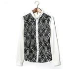 Long-sleeve Lace Panel Shirt