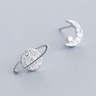 Asymmetrical Stud Earring 1 Pair - Silver - One Size