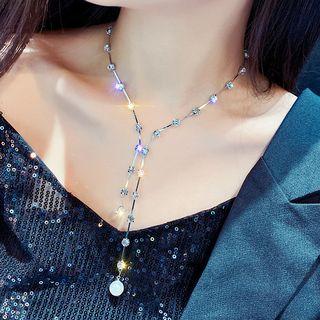 Rhinestone Pendant Choker Metal Black - One Size