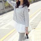 Long-sleeve Striped Ruffled Top