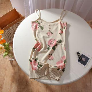 Strappy Floral Knit Dress Pink Floral - Beige - One Size