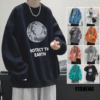 Moon Print Oversized Sweatshirt