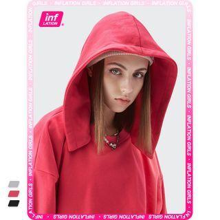 Details Drawstring-hem Cropped Cloak Hoodie
