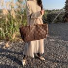 Woven Pleather Tote & Pouch