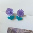 Flower Acrylic Earring 1 Pair - Earring - Flower - Purple - One Size