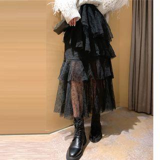 Mesh Irregular Skirt