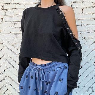 Off-shoulder Cropped Sweatshirt