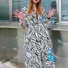 Short-sleeve Zebra Stripe Shirt / Straight-cut Shorts / Set