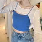 Plain Cropped Camisole Top / Long-sleeve Plain Cropped Top