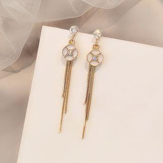 Rhinestone Drop Earring 1 Pair - E2127 - Long Tassel - One Size