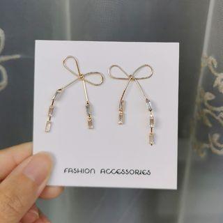 Bow Drop Earring 1 Pair - S925 Silver - Ear Studs - One Size