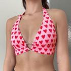 Halter Neck Heart Graphic Crop Top