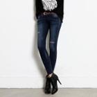 Cutout Washed Skinny Jeans