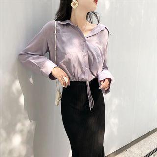 Drawstring Hem Shirt / Knit Skirt
