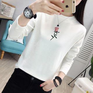 Long-sleeve Floral Embroidery Sweatshirt