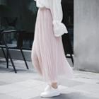 Pleated Midi Skirt Pink - One Size