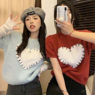 Short-sleeve Heart Sweater