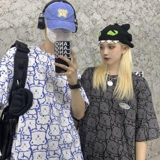 Couple Matching Short Sleeve Bear Printed T-shirt