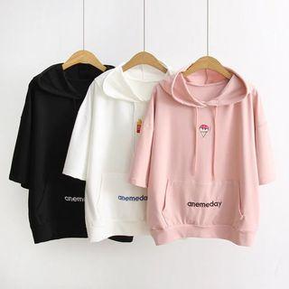 Embroidered 3/4 Sleeve Hoodie