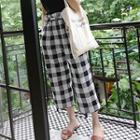 Gingham Wide Leg Cropped Pants