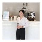 Set: Spaghetti-strap Top + Notched-lapel Shirt