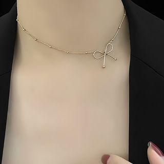 Alloy Bow Pendant Choker Light Gold - One Size