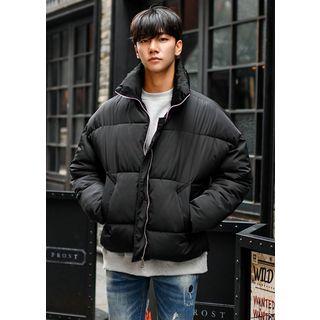 High-neck Zipped Padded Jacket Black - One Size