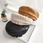 Faux-leather Belted Beret