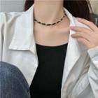 Faux Leather Choker Black & Gold - One Size