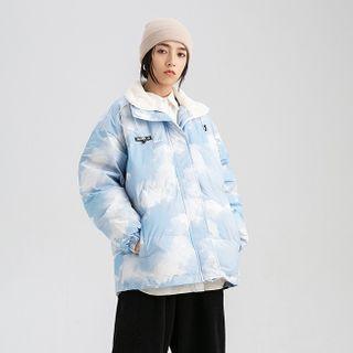 Tie-dye Padded Fleece-lined Zip-up Jacket