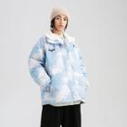 Tie-dye Padded Fleece-lined Zip-up Jacket