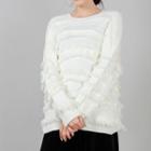 Tasseled Sweater White - One Size