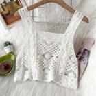 Crochet Lace Camisole Top White - One Size