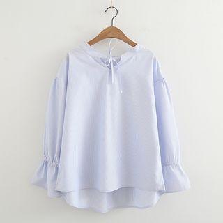V-neck Lace Up Blouse