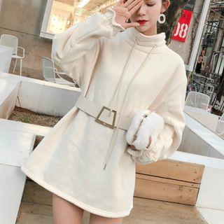 Mock Neck Pullover Dress With Belt