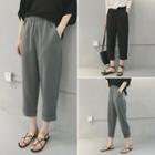 Elastic Waist Cropped Baggy Pants